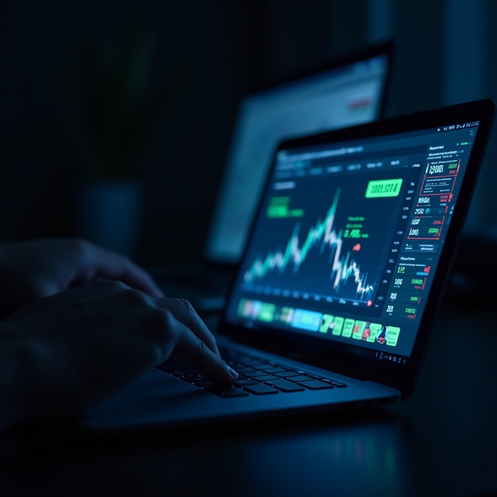 Экран мошеннической брокерской платформы с фиктивными данными